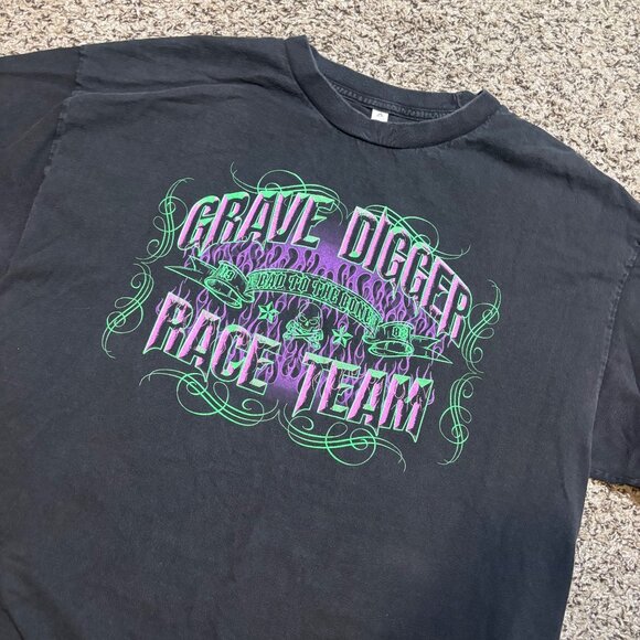 Grave Digger Race Team Black Graphic Tee Allstyle Size XL Monster Truck Design - Picture 3 of 6